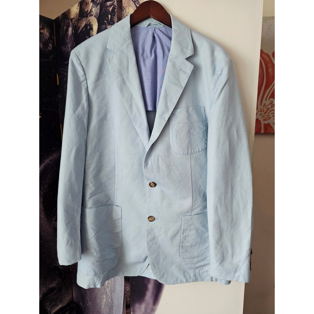 PETER MILLAR Men's Light Blue Linen Blend 2-Button Unstructured Blazer Jacket M